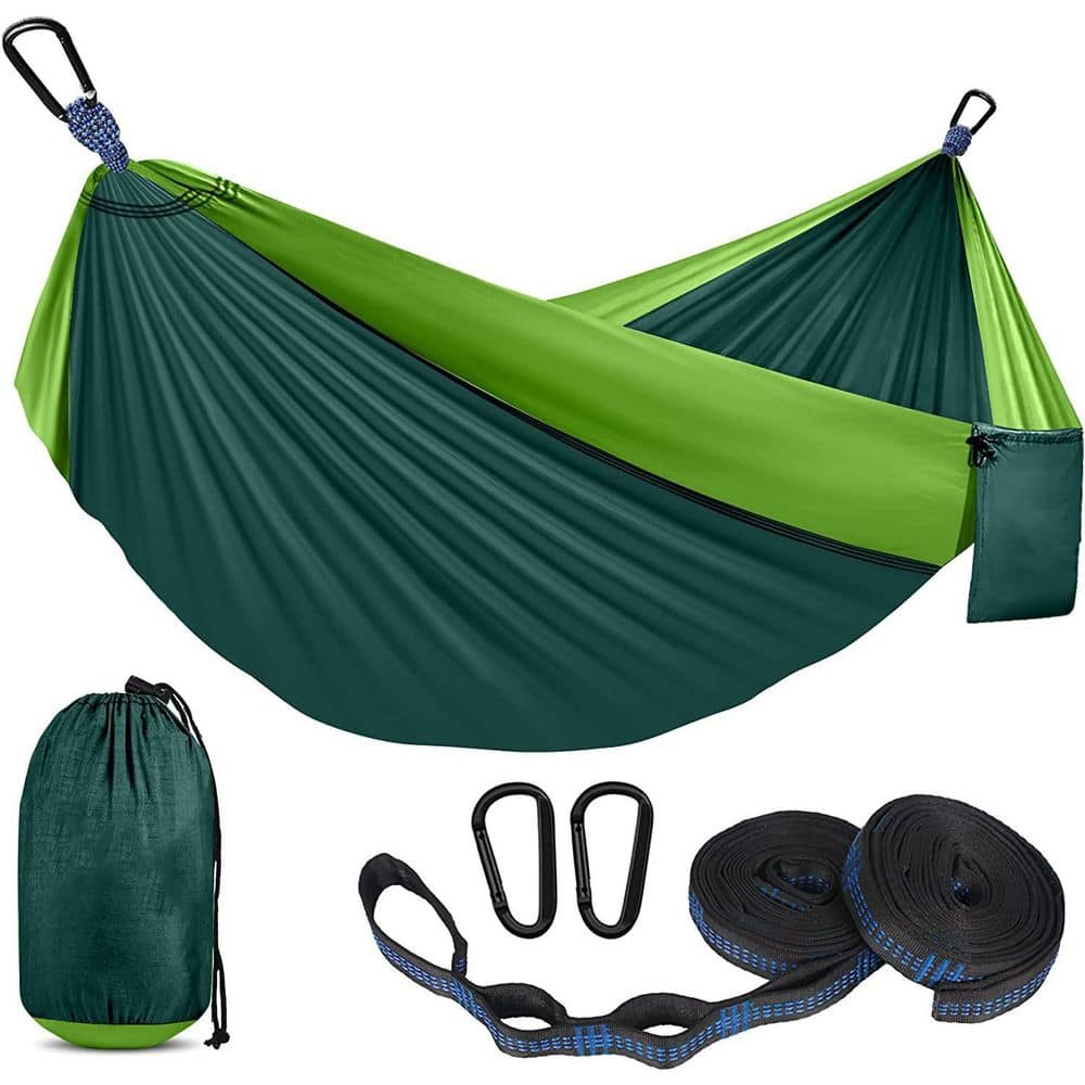Outdoor 10 ft. Dark Green Nylon Portable Hammock, Stand Not Included