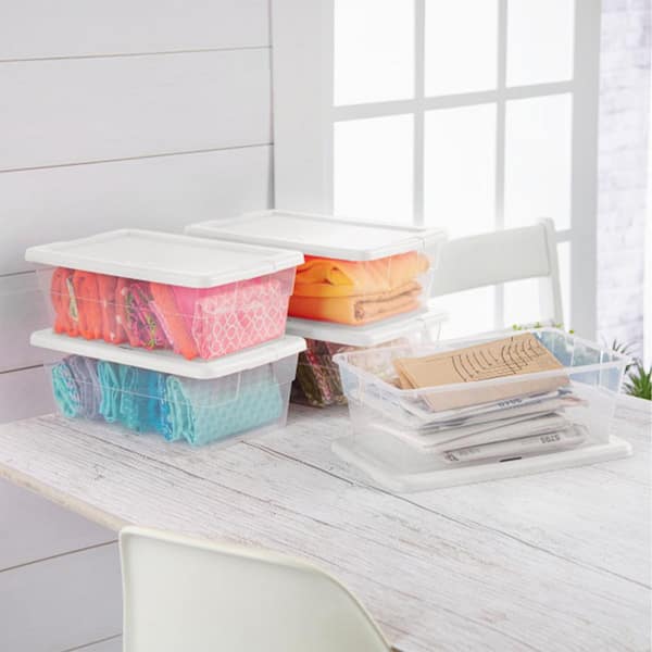 Clear 105 Qt Plastic Storage Containers Box Stackable Tote Bin with Lid  4pack