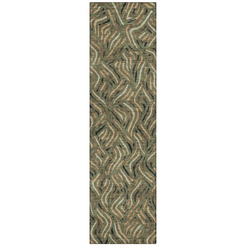 Chantille Machine Washable Indoor/Outdoor Abstract ACN2474 Olive 2 ft. x 7 ft. Runner Rug price history on PriceWatchPro