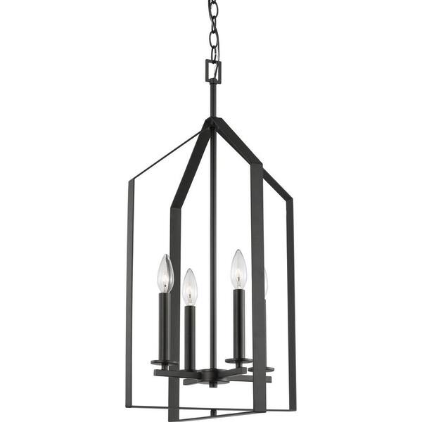 Progress Lighting Vertex 4-Light Matte Black Modern/Contemporary Drum Medium Hanging Pendant Light