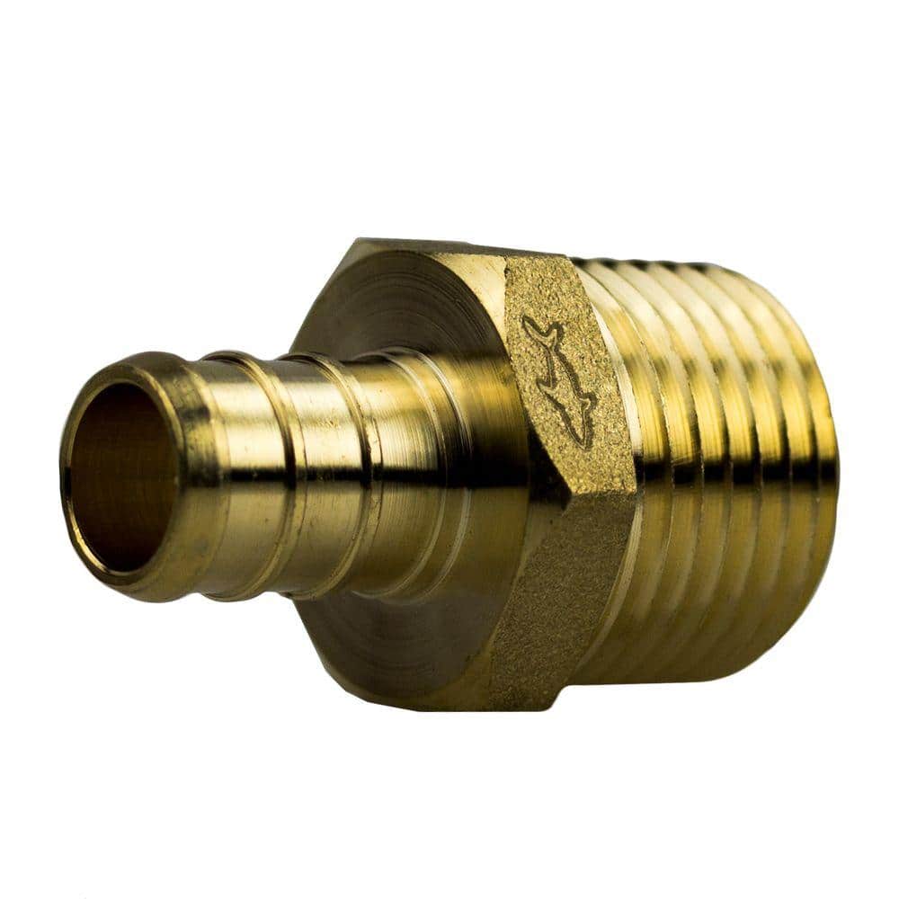 SharkBite 3/8 in. Brass PEX Barb x 1/2 in. Male Pipe Thread Adapter  UC118LFA - The Home Depot