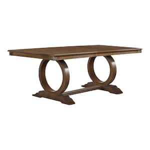 Addicus Transitional Rustic Oak Wood 84 in. Trestle Expandable Dining Table (Seats 6)