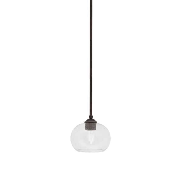Unbranded Clevelend 100-Watt 1-Light Brown Pendant Mini Pendant Light with Clear Bubble Glass Shade and Light Bulb Not Included
