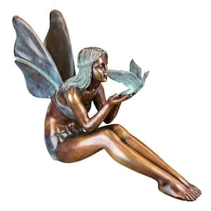 18 in. H Bird Fairy Cast Bronze Large Garden Statue