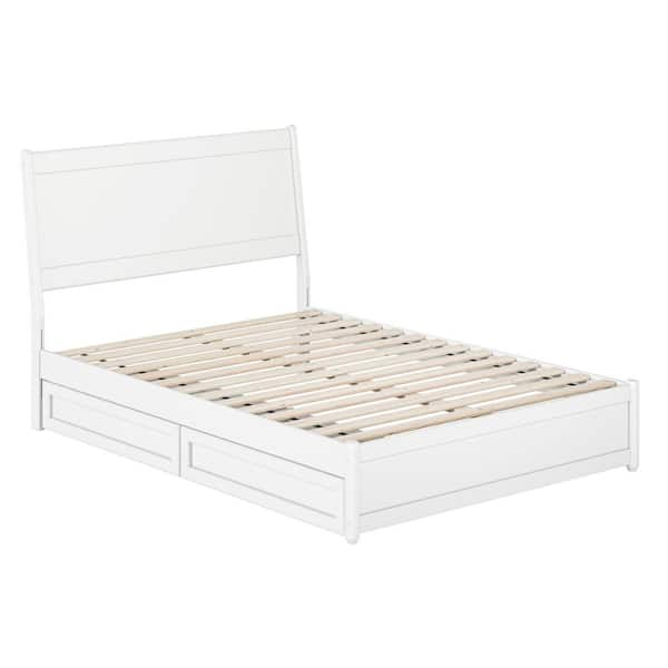 AFI Casanova White Solid Wood Frame Full Platform Bed with Panel ...