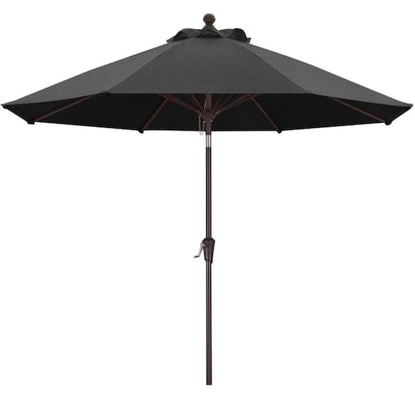 9 ft. Steel Market Push Tilt Outdoor Patio Umbrella, with 5-Year-Non-Fading Olefin Fabric in Dark Grey