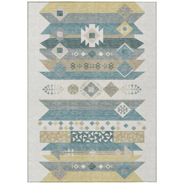 Chantille Machine Washable Indoor/Outdoor Abstract ACN2499 Ivory 10 ft. x 14 ft. Area Rug