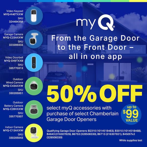 Secure View 3/4 HP LED Quiet Belt Drive Smart Garage Door Opener with Integrated Security Camera