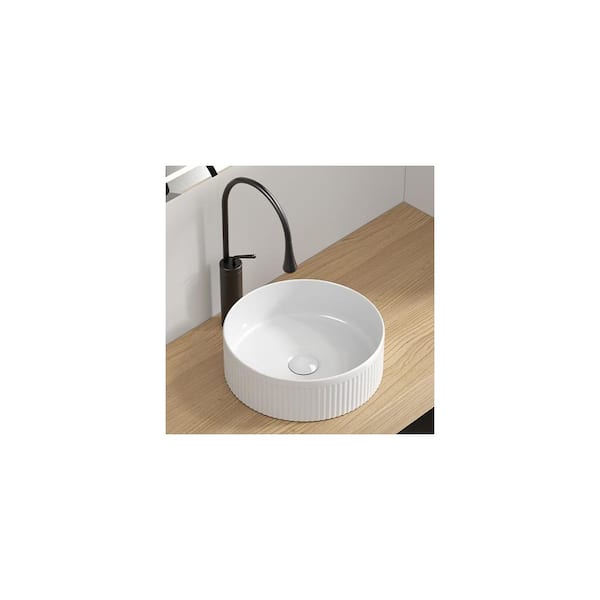 Stainless Steel Cable OCEALAGOON 14 Inch Round White Ceramic Vessel