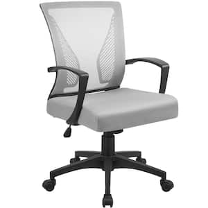 Office Gray Mid Back Swivel Lumbar Support Desk, Computer Ergonomic Mesh Chair with Armrest