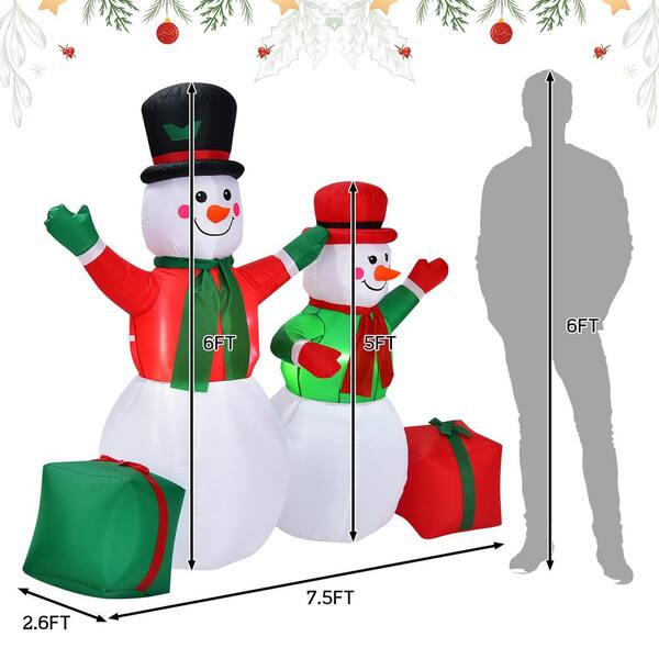 Costway 6 ft. and 7.5 ft. Christmas Inflatable Snowmen Blow