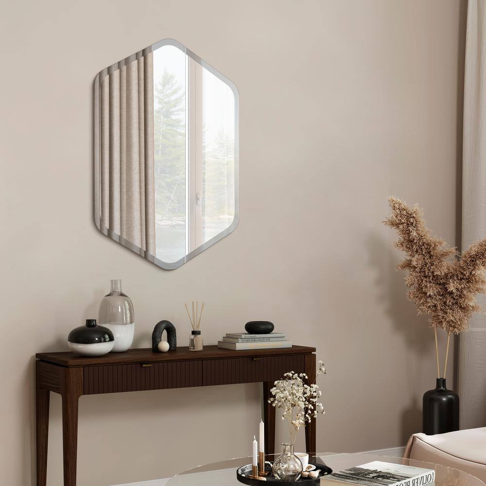 Frameless Beveled Hexagonal Bathroom Wall Mirror 24" x 32"