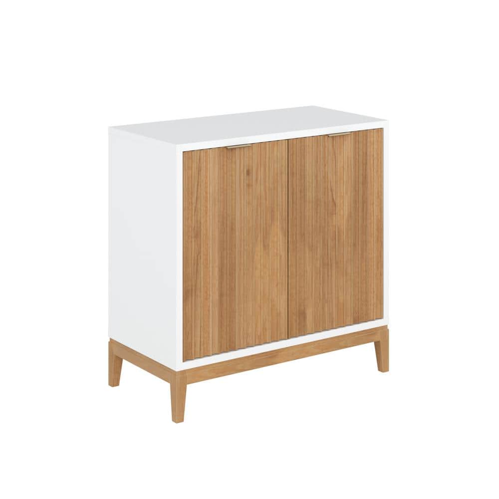 Jasper Warm White and Pine Fluted Console Table