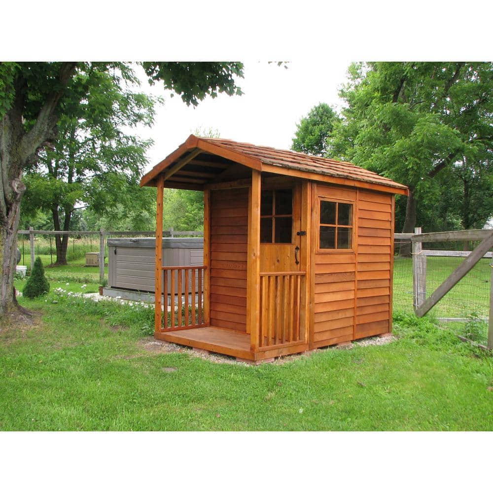 Western Red Cedar Wood Garden Shed with Sliding Door and Windows