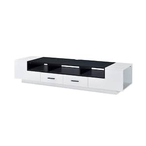 Armour 16 in. White and Black TV Stand with 2-Drawer Fits TV's up to 70 in.