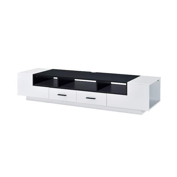 Acme Furniture Armour 16 in. White and Black TV Stand with 2-Drawer Fits TV's up to 70 in.