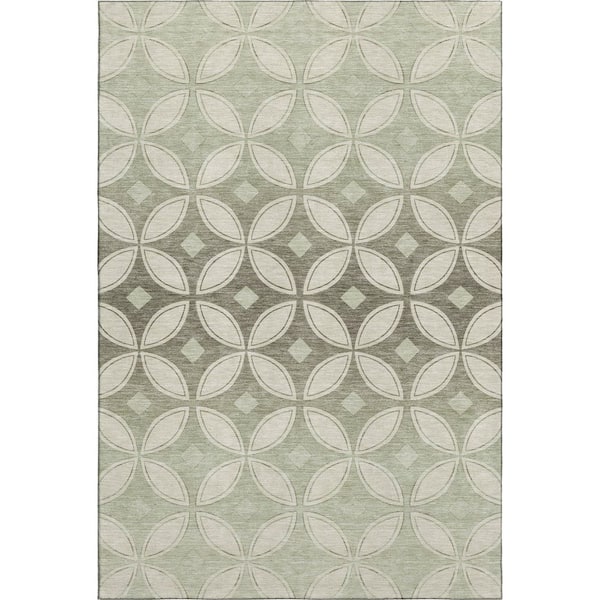 Mayfield Premium Machine Washable Abstract AMF2423 Beige 8 ft. x 10 ft. Area Rug