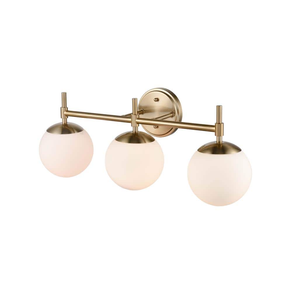 Aparicio 24" Modern Gold 3-Light Vanity with Frosted Glass Shades