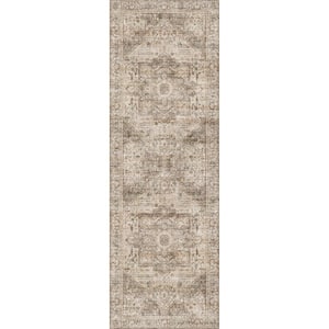 Datura Gold Brown 2 ft. x 6 ft. Oriental Vintage Medallion Runner Rug