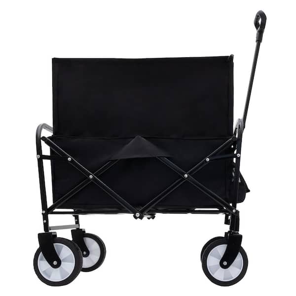 3.6 cu. ft. Fabric Bin Garden Cart, Heavy Duty Extention Collapsible Foldable Utility Wagon Grocery Cart, Black