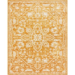 Dazzle Disa Gold Vintage Distressed Medallion Oriental 7 ft. 3 in. x 9 ft. 3 in. Area Rug
