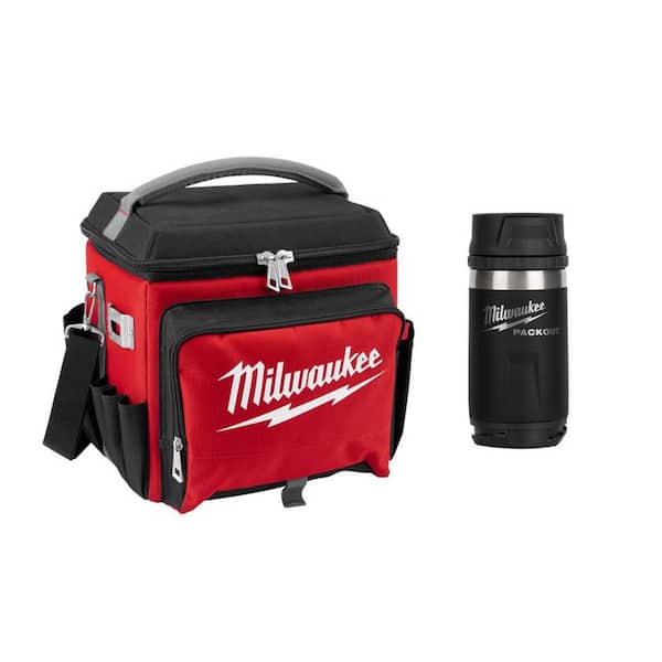 21 qt. Soft Sided Jobsite Lunch Cooler with PACKOUT 25 Oz. Black Plastic Bottle with Chug Lid