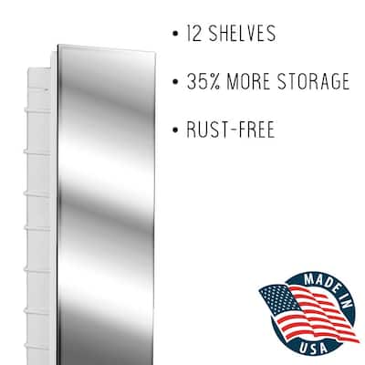 Media 16 in. x 36 in. x 3-1/2 in. Frameless Recessed 1-Door Medicine Cabinet with 12-Shelves and Polished Edge Mirror