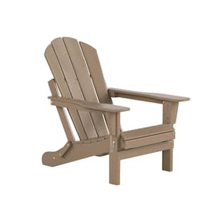 Addison Weathered Wood Folding Plastic Outdoor Adirondack Chair