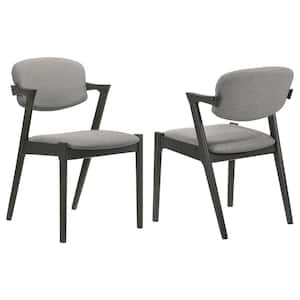 Stevie Brown Grey and Black Side Chairs with Demi Arm (Set of 2)