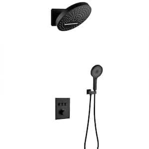 Thermostatic 2-spray Wall Mount Fixed and Handheld Shower Head 4GPM in Matte Black
