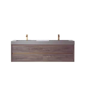 Palencia 72 in. W x 20 in. D x 23.6 in. H Double Bath Vanity in North Carolina Oak with Gray Composite Integral Top