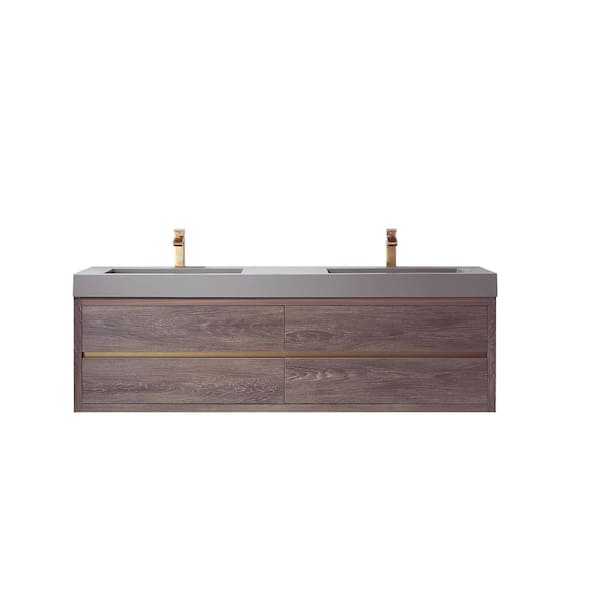 ROSWELL Palencia 72 in. W x 20 in. D x 23.6 in. H Double Bath Vanity in North Carolina Oak with Gray Composite Integral Top