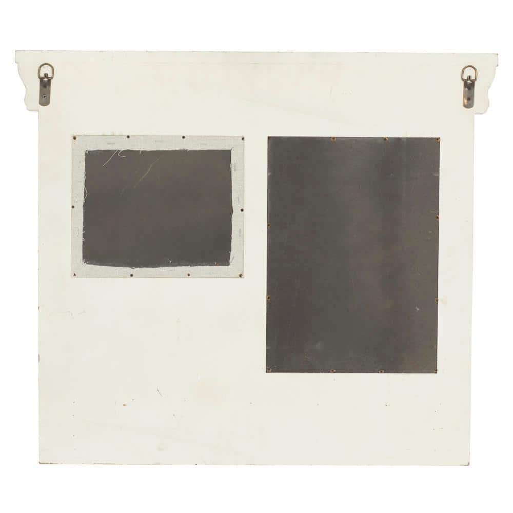 White Wood Nautical Wall Shelf with Chalkboard and Hooks