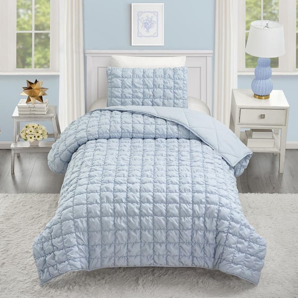 Urban Playground Dreamy Clouds 2-Piece Blue Puffy Microfiber Twin/Twin XL Quilt Set