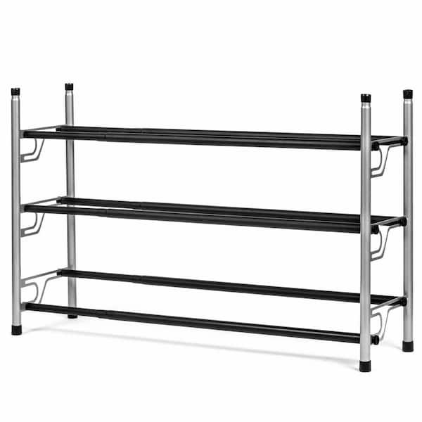 Home-Complete 3 Tier Shoe Rack for 15 Pairs Black