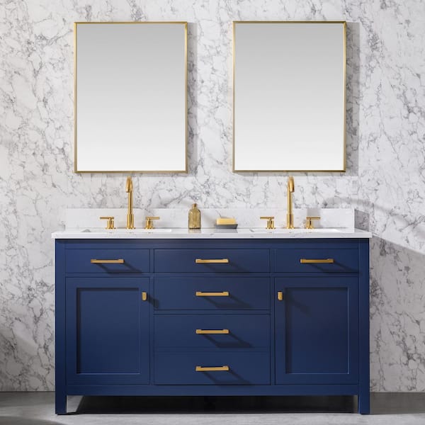 SUDIO Jasper 60 in. W x 22 in. D Bath Vanity in Navy Blue with ...