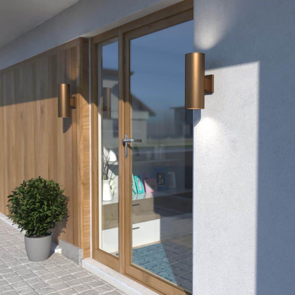 Chiasso Warm Brass Cylinder Dimmable Outdoor Sconce