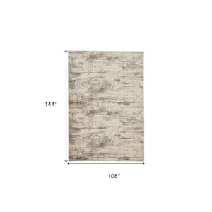 9 x 12 Brown and Ivory Abstract Area Rug