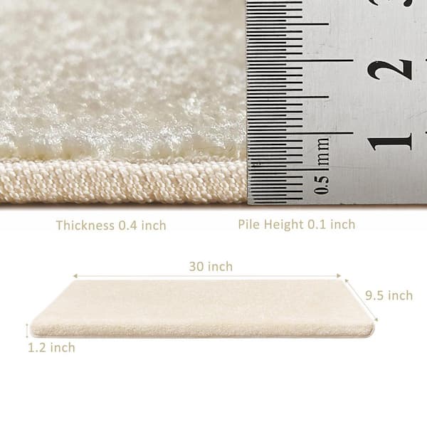 Bullnose Beige 9.5 in. x 30 in. x 1.2 in. Polypropylene Stair Tread Cover Carpet Mats Self Adhensive Tape Free Set of 12
