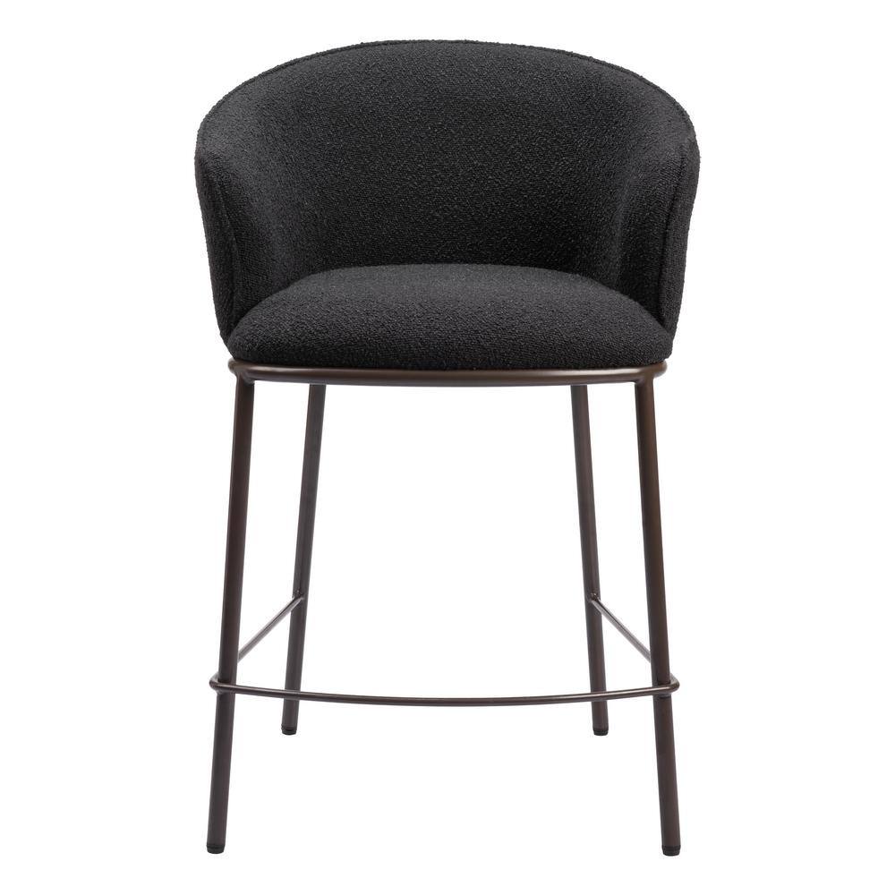 Essen Black Teddy Fabric and Bronze Counter Stool