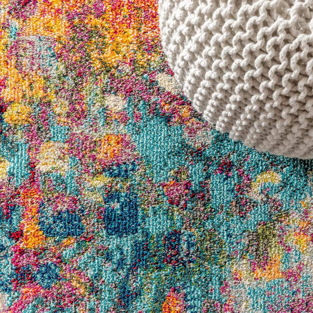 Multi/Yellow Abstract Flat Woven Reversible Area Rug