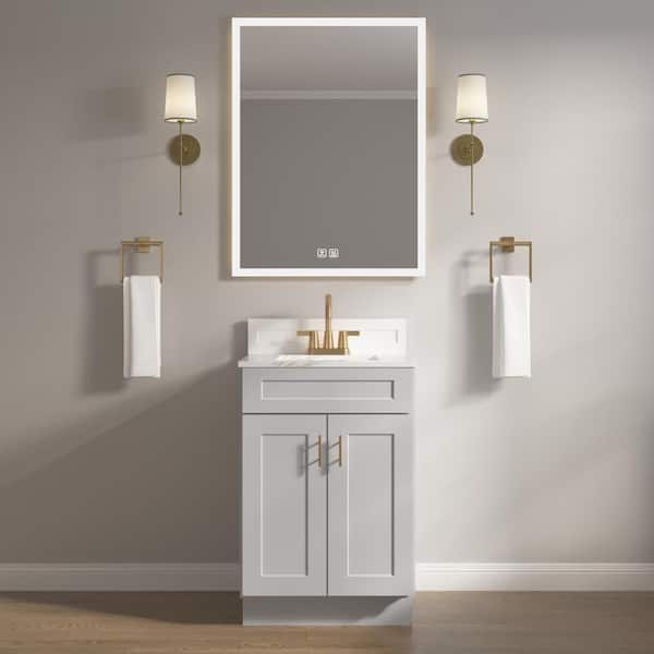 HOMLUX 24 in. W x 21 in. D x 34.5 in. H Ready to Assemble Bath Vanity Cabinet without Top in Shaker Dove