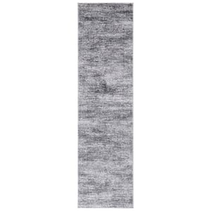 Shivan Grey/Dark Grey 2 ft. x 8 ft. Abstract Geometric Distressed Runner Rug
