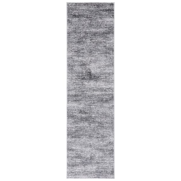 SAFAVIEH Shivan Grey/Dark Grey 2 ft. x 8 ft. Abstract Geometric Distressed Runner Rug