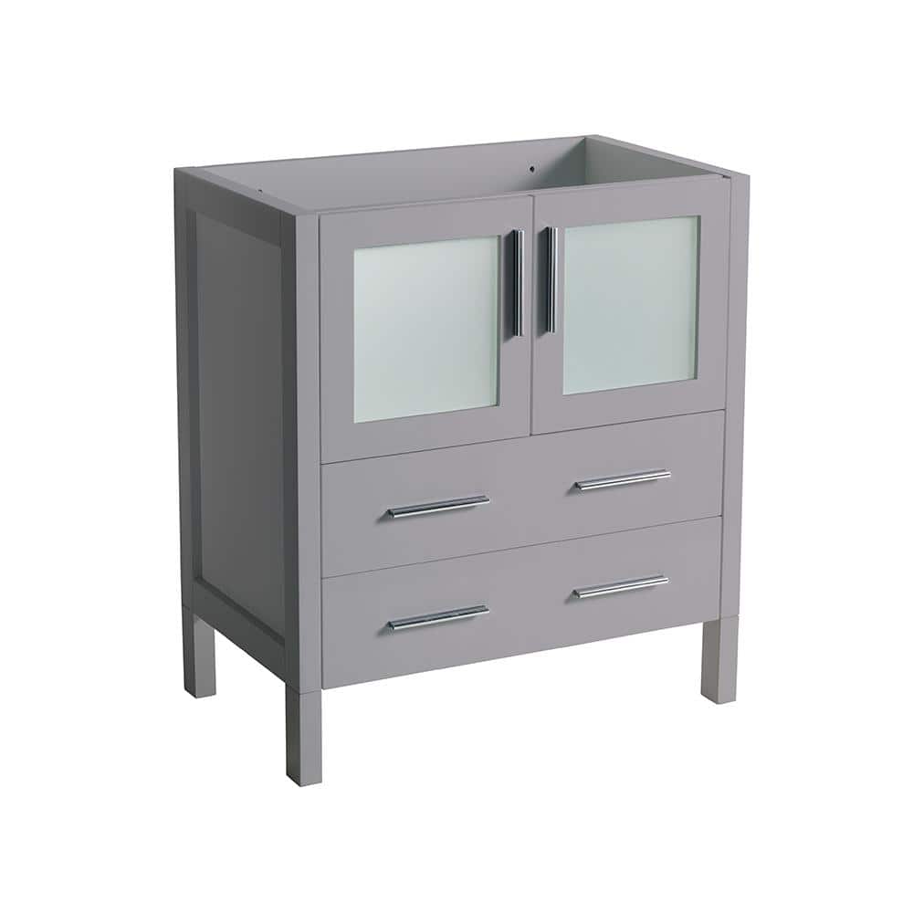Gray Engineered Wood Freestanding Single Sink Vanity Base with Frosted Glass Doors