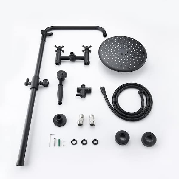 Tahanbath 3-Spray Luxury Bathroom Shower Set Shower Head 2.5 GPM Wall  Mounted Ceramic Style Shower System in Matte Black X-W1219-W1219106070 -  The Home Depot