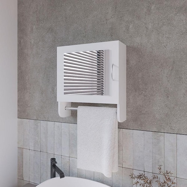 Blisstyle White 17.7 in. W x 19.7 in. H Coastal Rectangle MDF Framed Mirror Wall Mirror Vanity Mirror