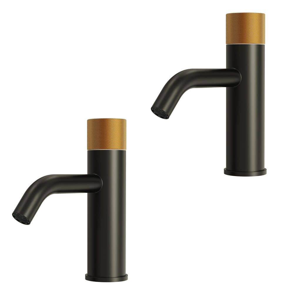 2 Pack 7 in. H Modern 1-Handle Single Hole Bathroom Sink Faucet with Anti-Slip Handle in Two Tone with Pop-Up Drain price history on PriceWatchPro