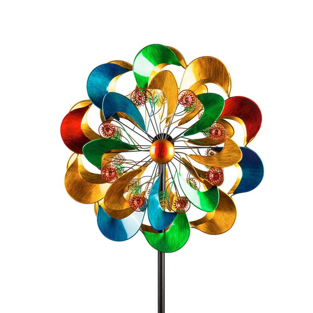 Evergreen 75 in. H Wind Spinner, Layered Flower 47M3880 The Home Depot