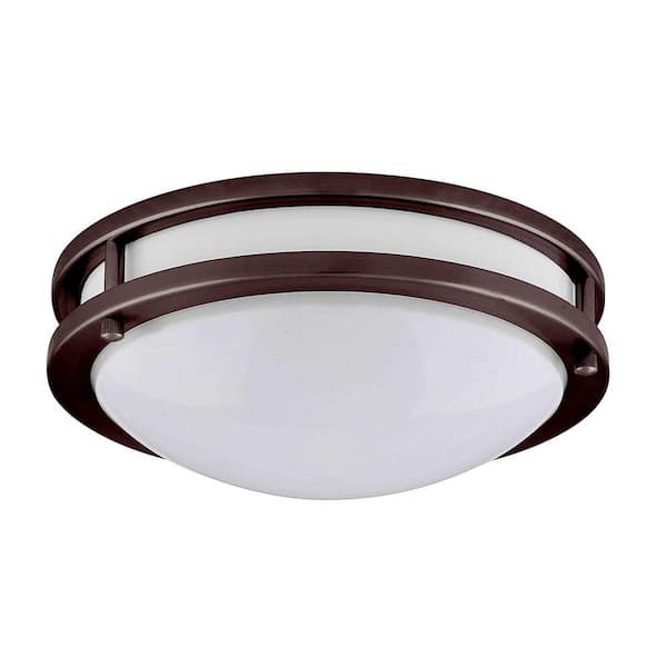 AMAX LIGHTING JR 14 in. 1-Light Bronze LED Flush Mount Light 3000K